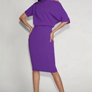 New York & Company Purple Blouson Midi Dress